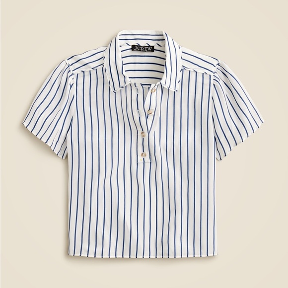 J. Crew Sheer crepe de chine Popover Shirt - Picture 1 of 4
